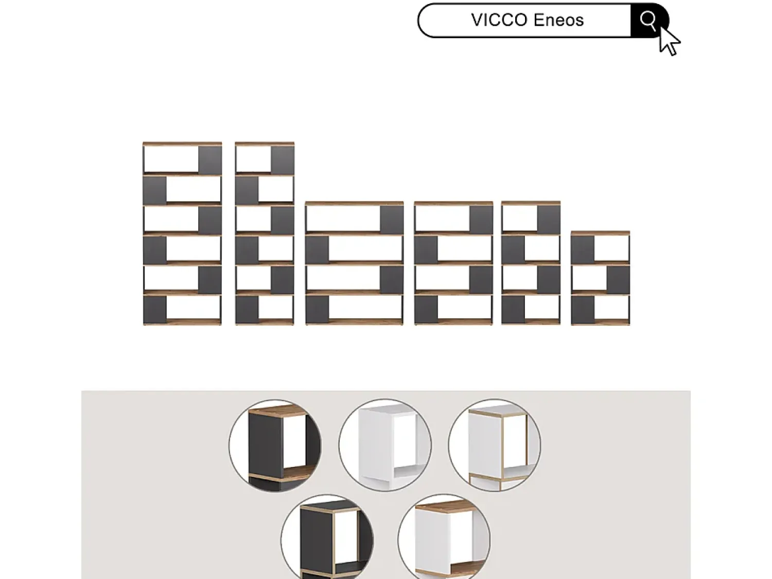 Vicco Raumteiler carvalho branco/dourado 60x24x124.5 eneos^ Prateleira