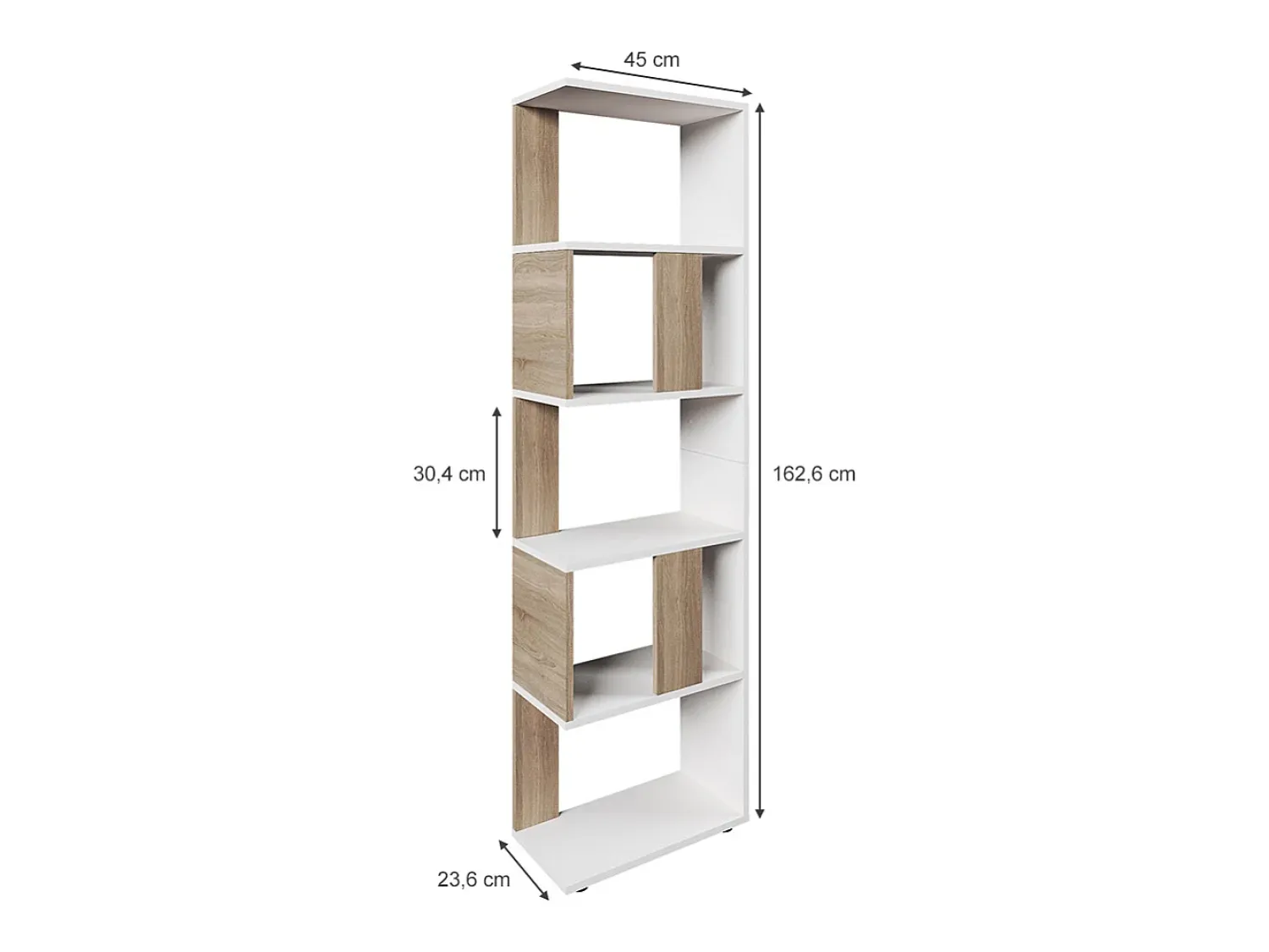 Prateleira|Vicco Raumteiler sonoma/branco 45x23.6x162.6 Natural claro