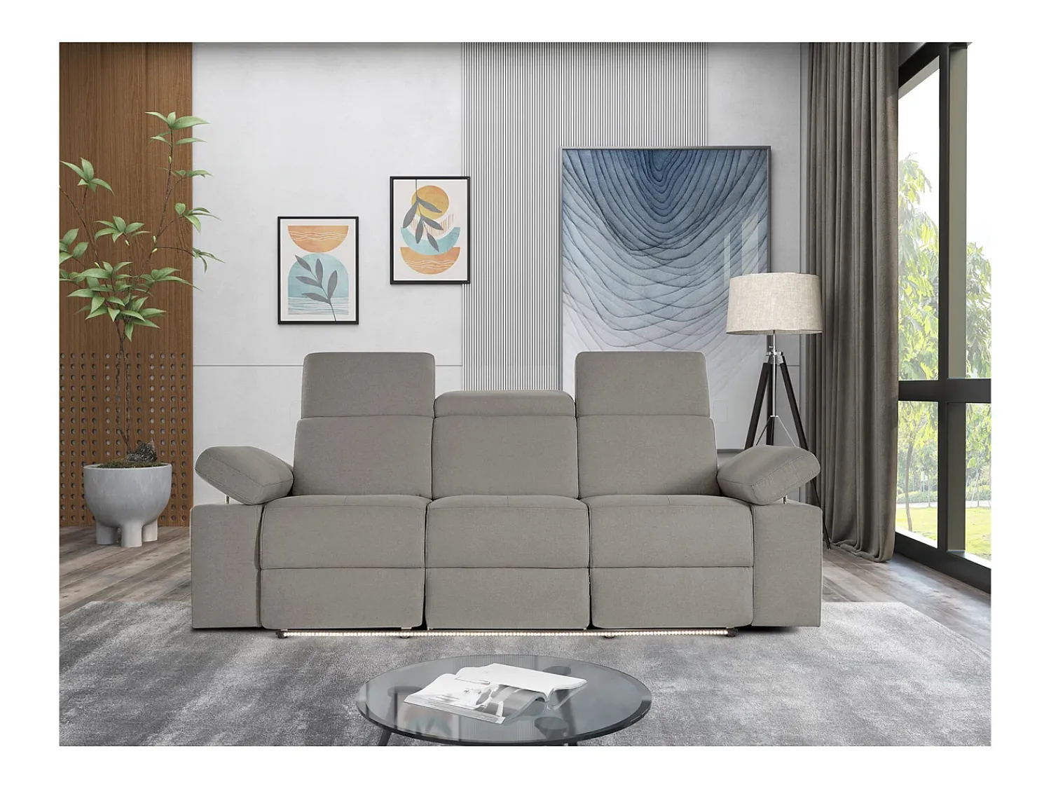 Clearance Loft24 Rayland | Sofá 3 lugares Elétrico Cinzento
