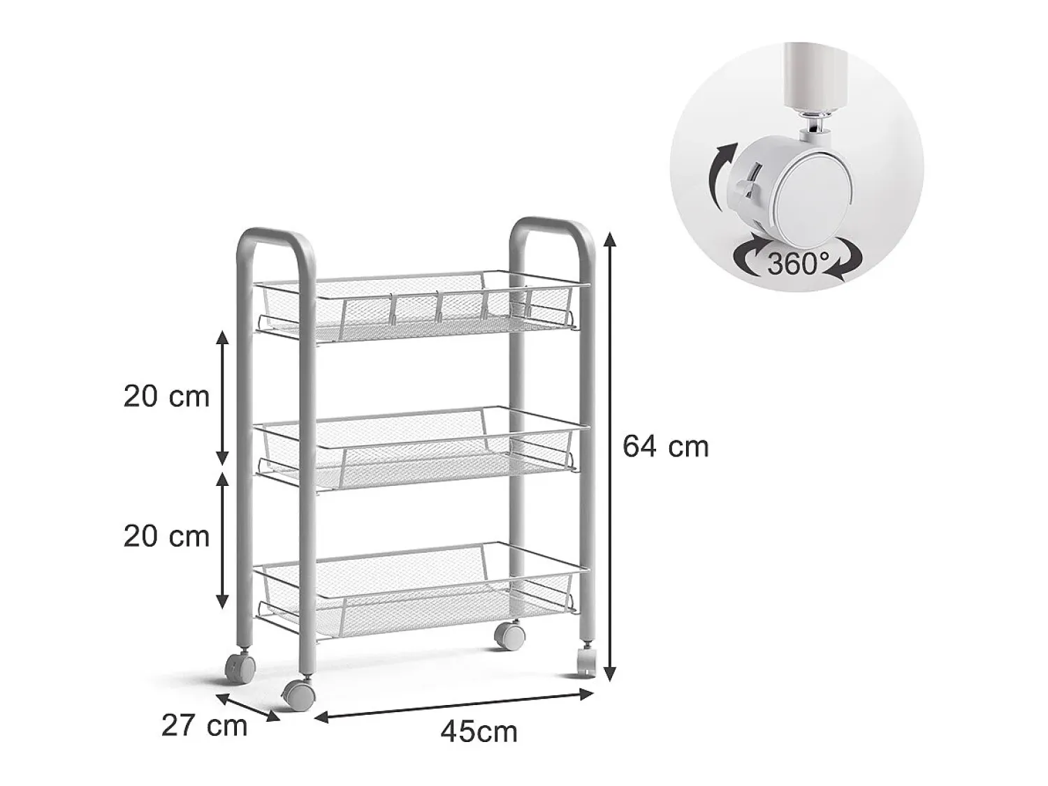 Móvel De Arrumação*Vicco Recipiente com rodas 45x27x64 tarro Branco