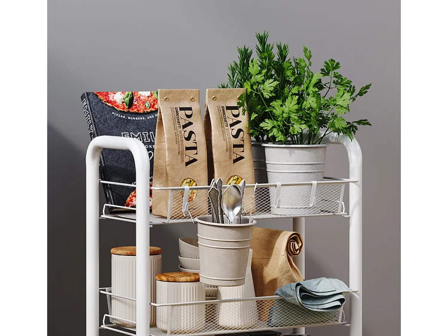Móvel De Arrumação*Vicco Recipiente com rodas 45x27x64 tarro Branco