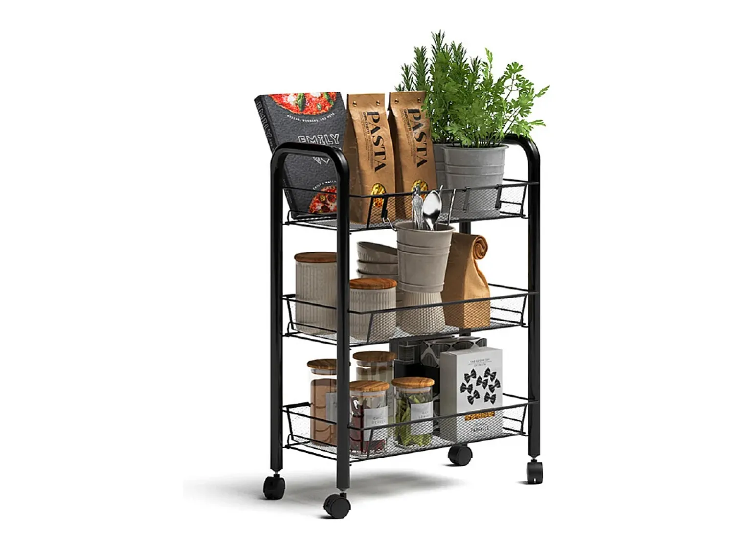 Móvel De Arrumação*Vicco Recipiente com rodas 45x27x64 tarro Preto