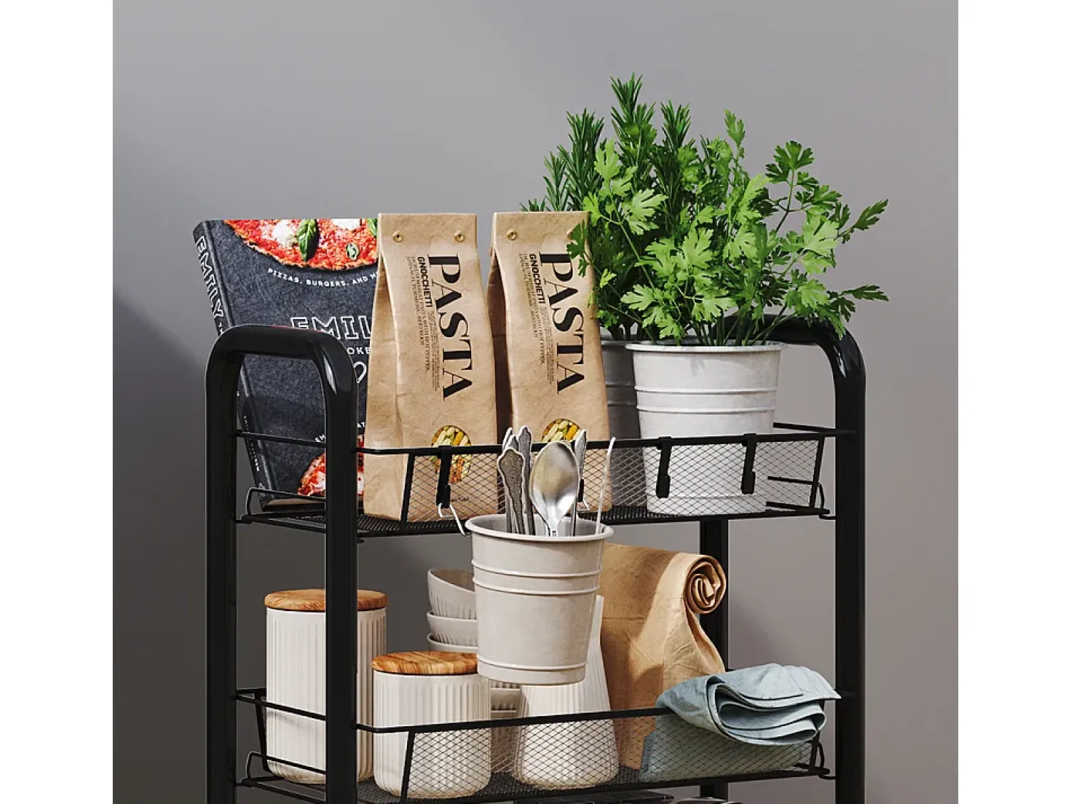 Móvel De Arrumação*Vicco Recipiente com rodas 45x27x64 tarro Preto