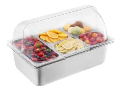 Acessório Vinho E Bar* Recipiente de Exibição Alimentar de Balcão SucceBuy, com Prato de 5 Tigelas de Condimentos Prateado