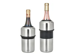 Acessório Vinho E Bar|Livoo Refrigerador de Garrafas GS158 em Aço Inoxidável Escovado com Parede Dupla e Anel Isolante de Silicone Multicor