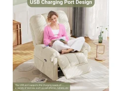 Poltrona|DripeX Relax poltrona poltrona poltrona elétrica, cadeira de lazer ajustável com USB, encosto ajustável, anti -estático com apoio para os pés - 96x97x104cm Bege