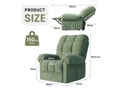 DripeX Relaxe a poltrona elétrica de poltrona, cadeira de lazer ajustável com USB, encosto ajustável, anti -estático com apoio para os pés - 96x97x104cm Verde