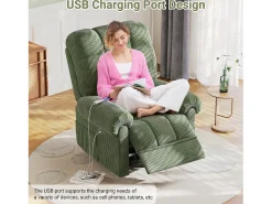 DripeX Relaxe a poltrona elétrica de poltrona, cadeira de lazer ajustável com USB, encosto ajustável, anti -estático com apoio para os pés - 96x97x104cm Verde