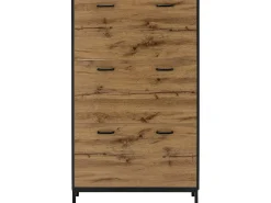 Móvel De Arrumação|Sapateira*Loft24 Rocco | Sapateira com 3 abas em Carvalho Preto Natural claro