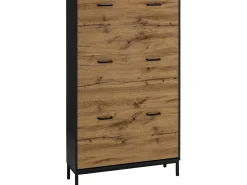 Móvel De Arrumação|Sapateira*Loft24 Rocco | Sapateira com 3 abas em Carvalho Preto Natural claro