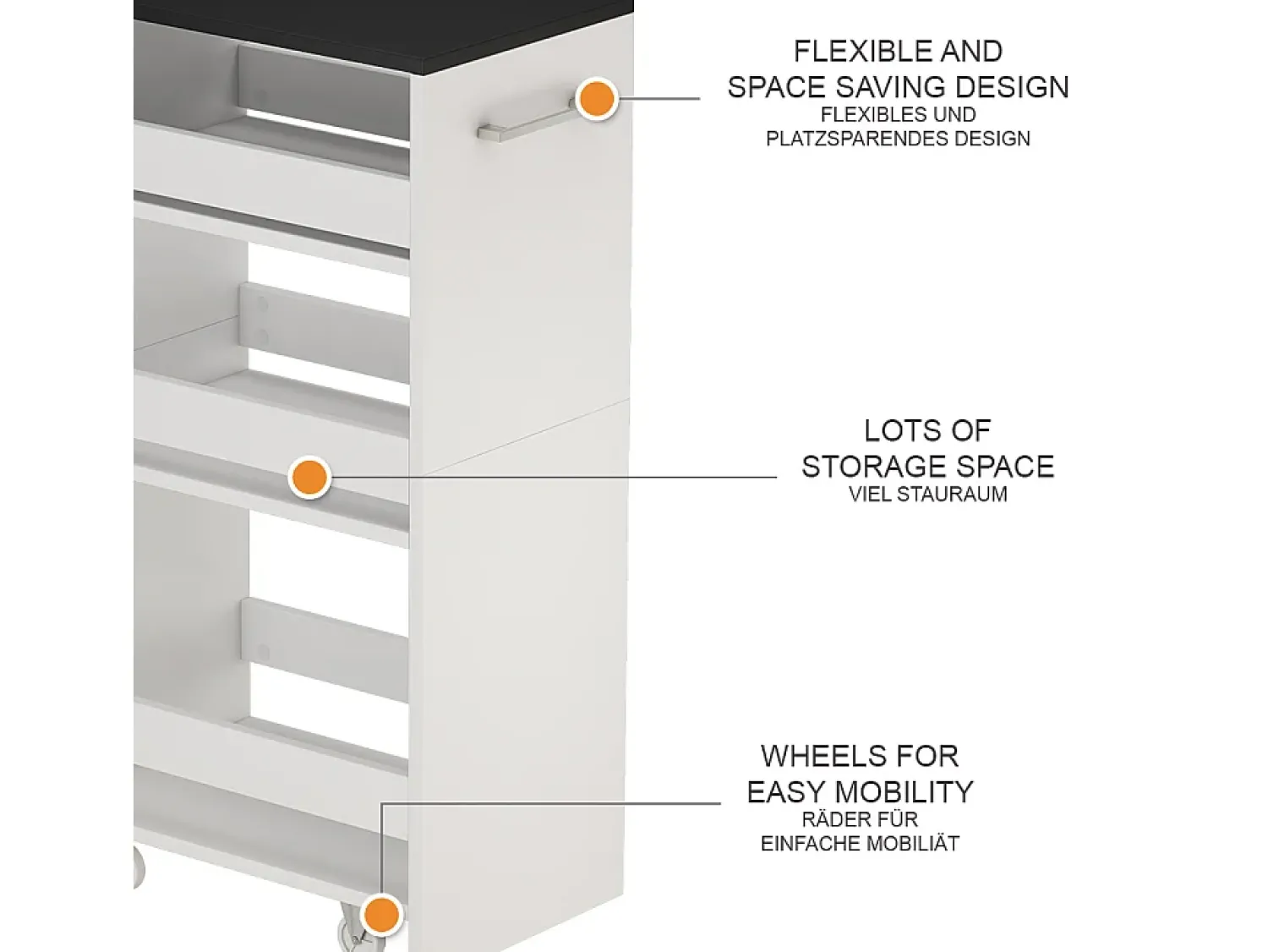 Vicco Roll container branco/antracite 30x46x84.8 rivo^ Móvel De Arrumação