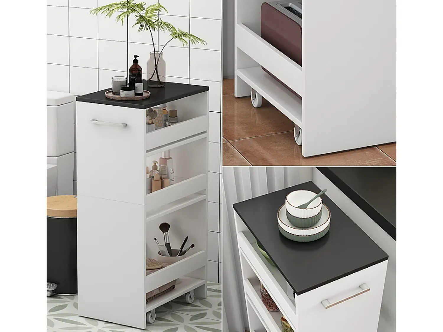 Vicco Roll container branco/antracite 30x46x84.8 rivo^ Móvel De Arrumação
