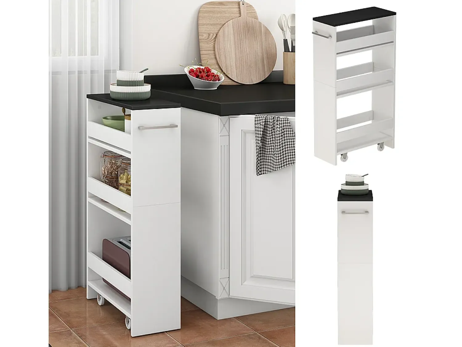 Móvel De Arrumação|Vicco Roll container branco/antracite 20x46x84.4 rivo Cinza antracite