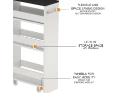 Móvel De Arrumação|Vicco Roll container branco/antracite 20x46x84.4 rivo Cinza antracite