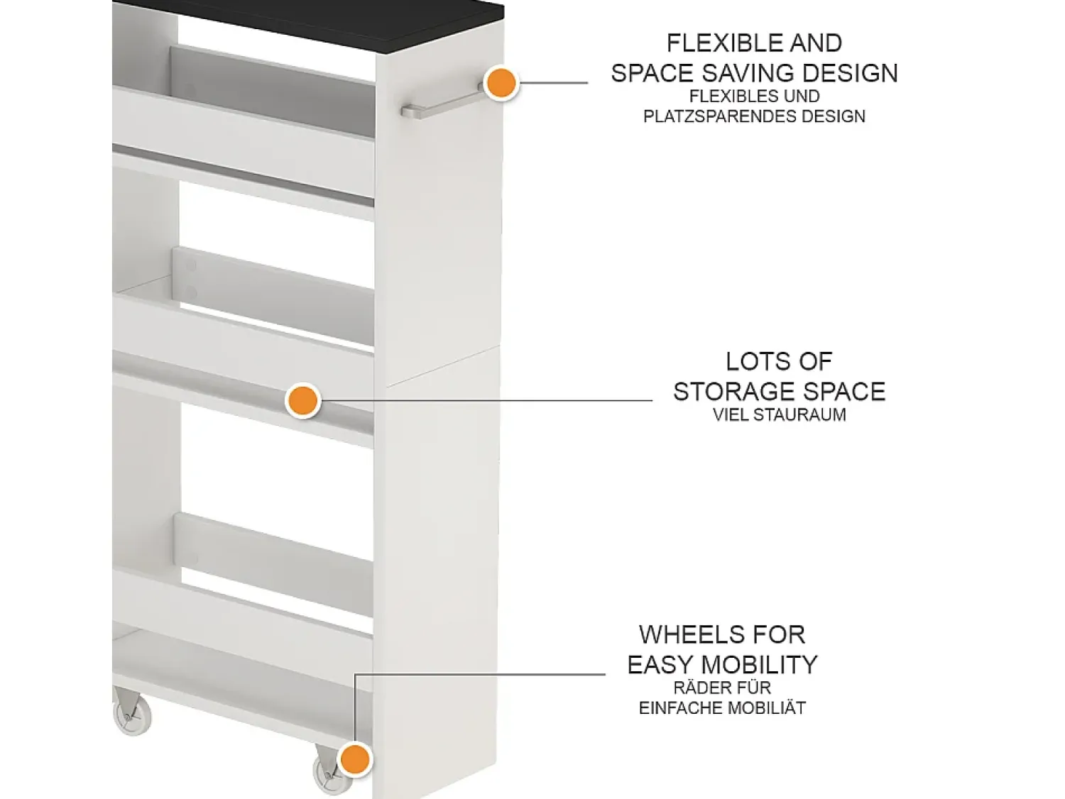 Móvel De Arrumação|Vicco Roll container branco/antracite 20x46x84.4 rivo Cinza antracite