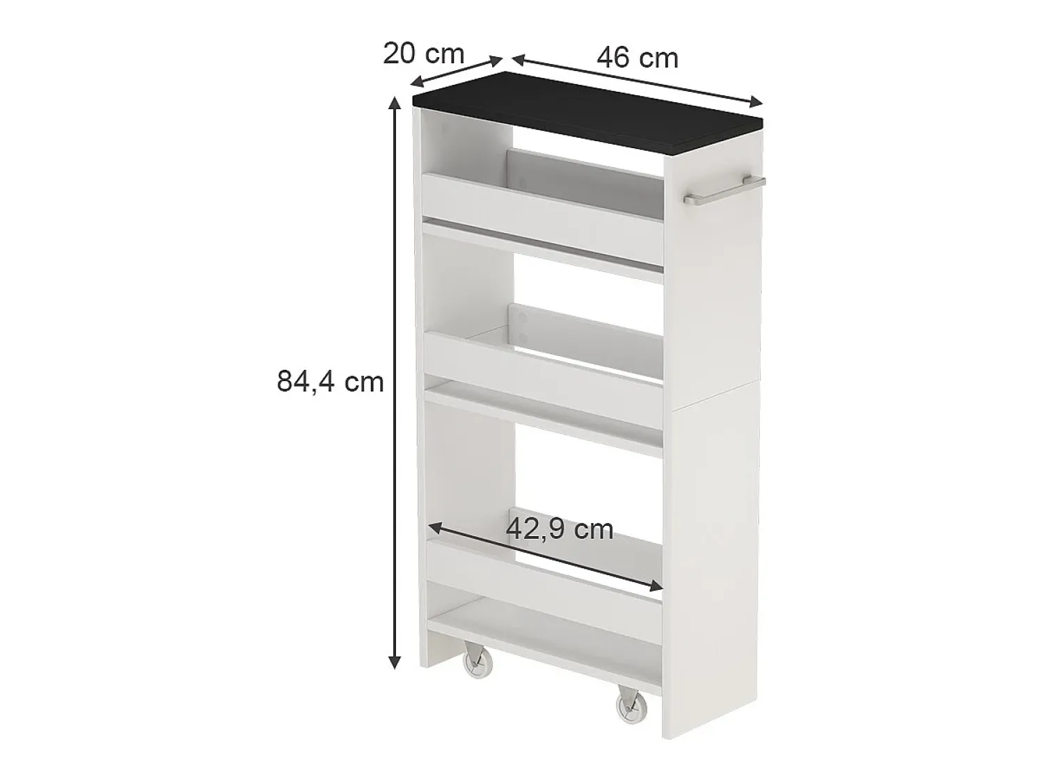 Móvel De Arrumação|Vicco Roll container branco/antracite 20x46x84.4 rivo Cinza antracite