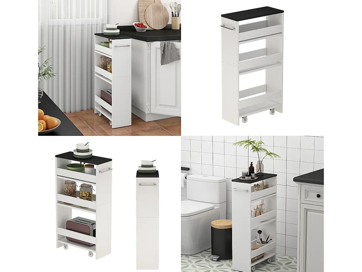 Móvel De Arrumação|Vicco Roll container branco/antracite 20x46x84.4 rivo Cinza antracite