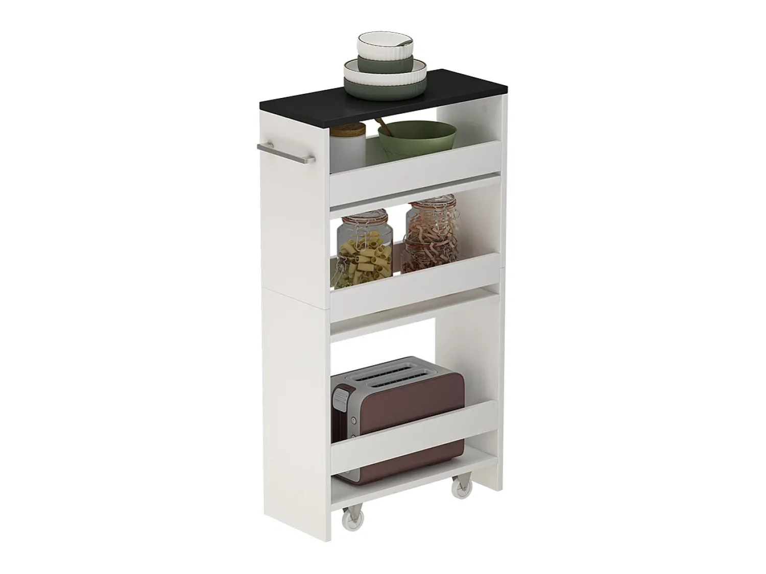 Móvel De Arrumação|Vicco Roll container branco/antracite 20x46x84.4 rivo Cinza antracite