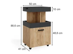Vicco Roll container carvalho goldkraft 50x41x88.6^ Móvel De Arrumação