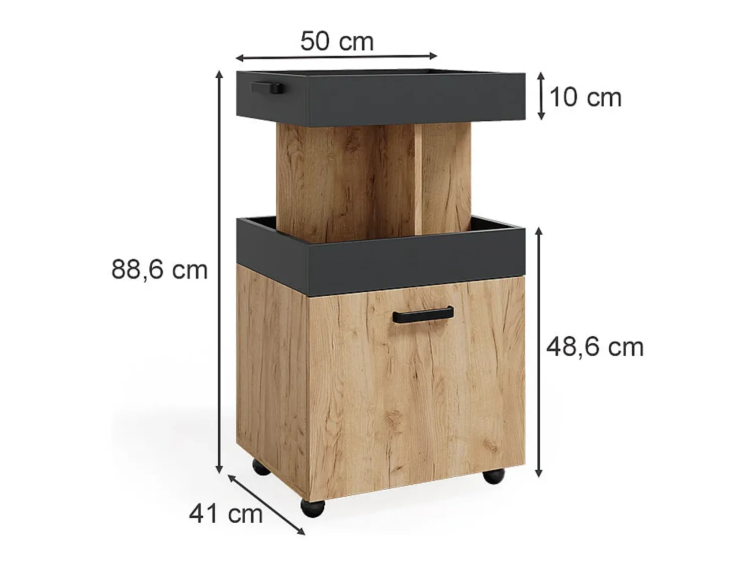 Vicco Roll container carvalho goldkraft 50x41x88.6^ Móvel De Arrumação