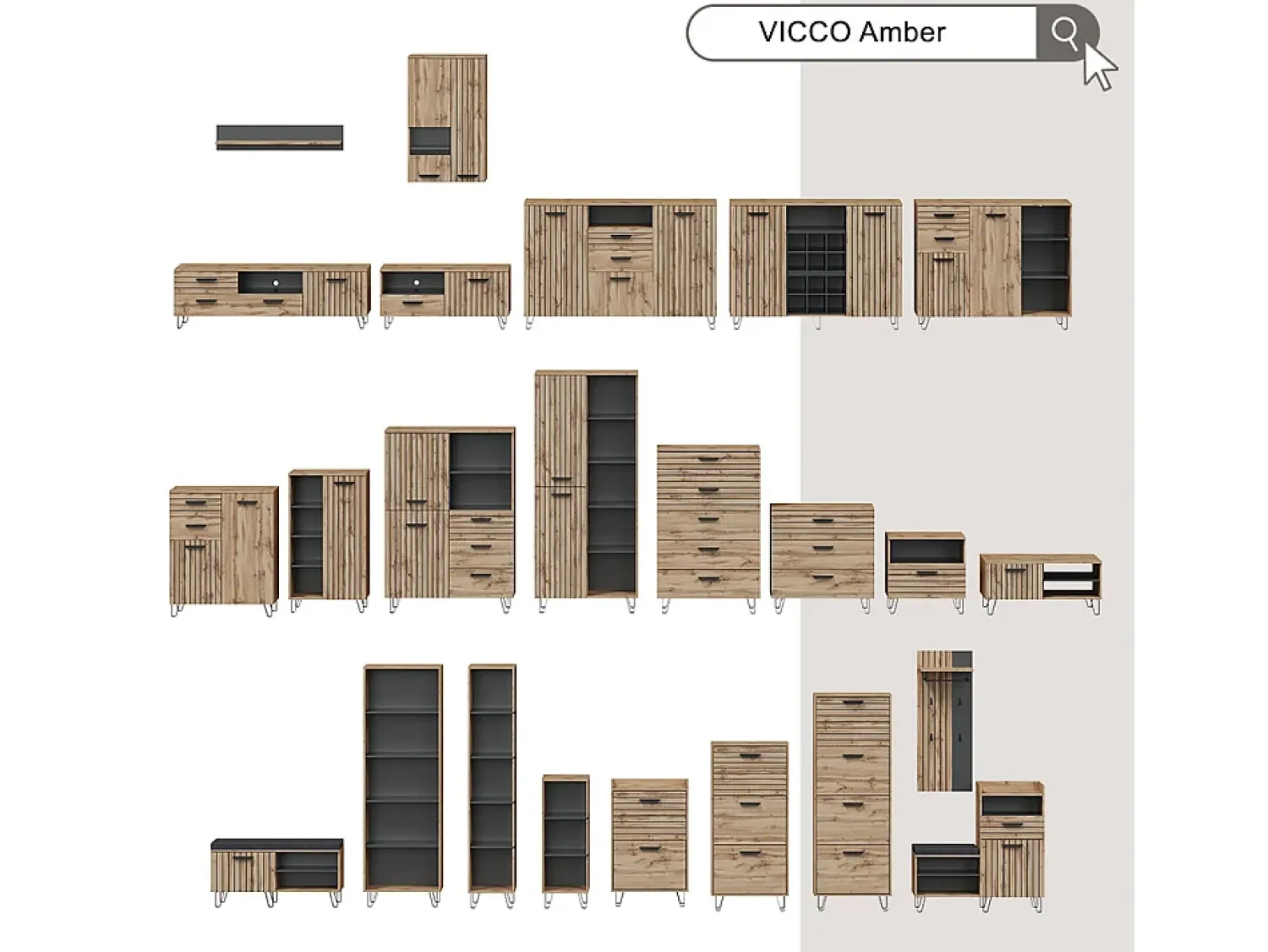 Vicco Roll container carvalho goldkraft 50x41x88.6^ Móvel De Arrumação