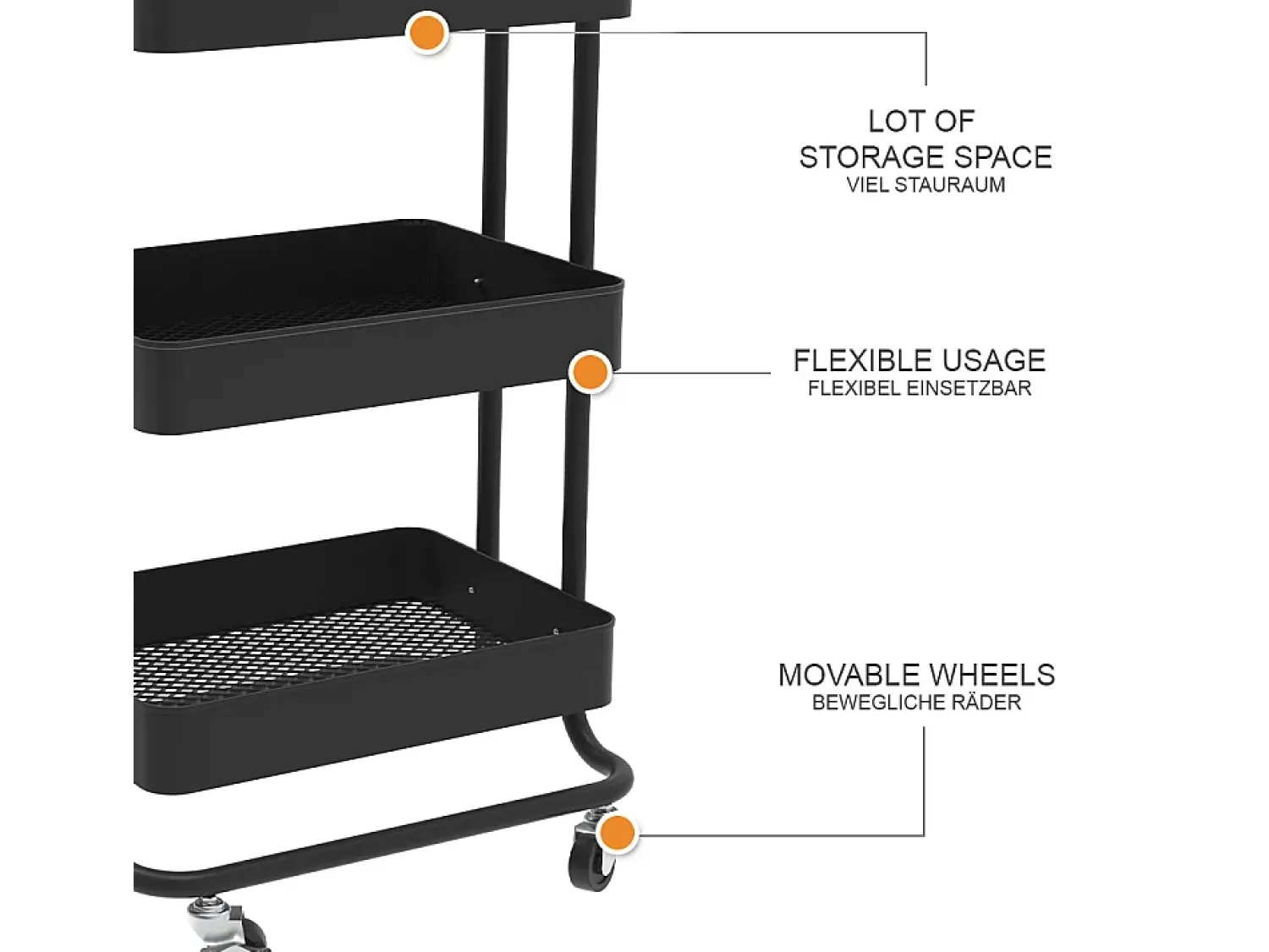 Móvel De Arrumação|Vicco Roll container 45.9x34x78.7 tron Preto