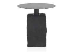 Mesa De Apoio| Round side table with poly resin base mgo Preto
