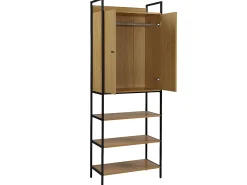 Móvel De Entrada*Vente-unique Roupeiro aberto. 2 portas, 3 prateleiras, 1 barra de pendurados. Carvalho e preto - TAPORA Natural claro