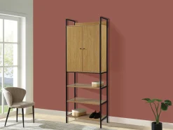 Móvel De Entrada*Vente-unique Roupeiro aberto. 2 portas, 3 prateleiras, 1 barra de pendurados. Carvalho e preto - TAPORA Natural claro
