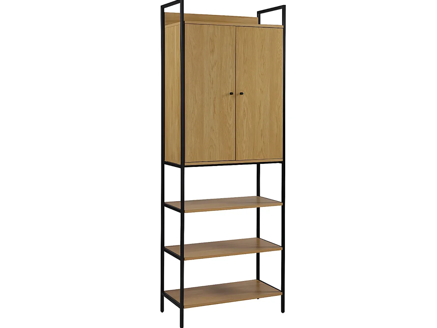 Móvel De Entrada*Vente-unique Roupeiro aberto. 2 portas, 3 prateleiras, 1 barra de pendurados. Carvalho e preto - TAPORA Natural claro