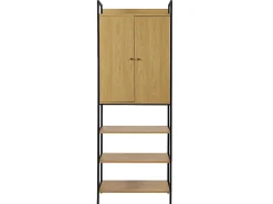 Móvel De Entrada*Vente-unique Roupeiro aberto. 2 portas, 3 prateleiras, 1 barra de pendurados. Carvalho e preto - TAPORA Natural claro