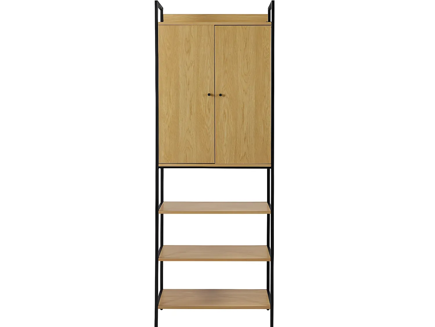 Móvel De Entrada*Vente-unique Roupeiro aberto. 2 portas, 3 prateleiras, 1 barra de pendurados. Carvalho e preto - TAPORA Natural claro