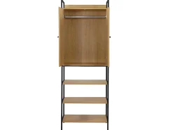 Móvel De Entrada*Vente-unique Roupeiro aberto. 2 portas, 3 prateleiras, 1 barra de pendurados. Carvalho e preto - TAPORA Natural claro