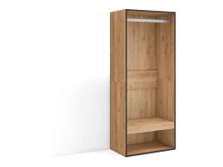 Skraut Home Roupeiro aberto, 60x35x145cm, Para quarto, dormitório, Barra e Prateleira, Carvalho^ Móvel De Entrada