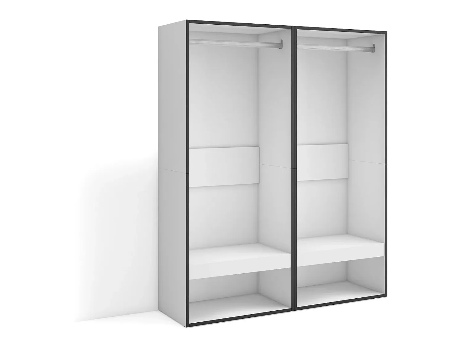 Best Skraut Home Roupeiro aberto, 120x35x145cm, Para quarto, dormitório, Barra e Prateleira, Branco