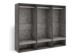 Móvel De Entrada*Skraut Home Roupeiro aberto, 180x35x145cm, Para quarto, dormitório, Barra e Prateleira, Cimento Cinzento
