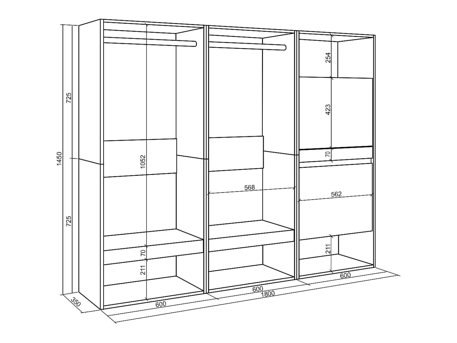 Móvel De Entrada|Skraut Home Roupeiro aberto, 180x35x145cm, Para quarto, dormitório, Sapateira, Cimento Cinzento