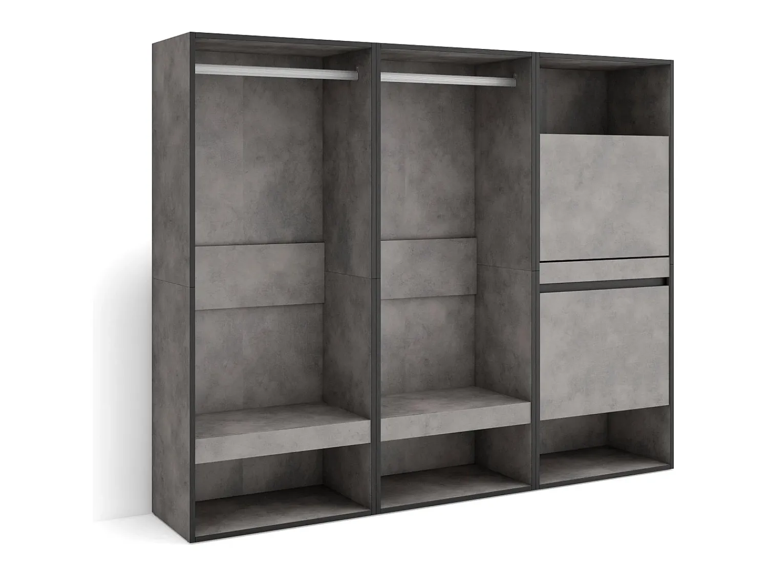 Móvel De Entrada|Skraut Home Roupeiro aberto, 180x35x145cm, Para quarto, dormitório, Sapateira, Cimento Cinzento