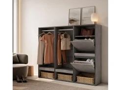 Móvel De Entrada|Skraut Home Roupeiro aberto, 180x35x145cm, Para quarto, dormitório, Sapateira, Cimento Cinzento