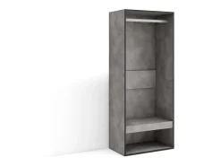 Skraut Home Roupeiro aberto, 60x35x145cm, Para quarto, dormitório, Barra e Prateleira, Cimento^ Móvel De Entrada