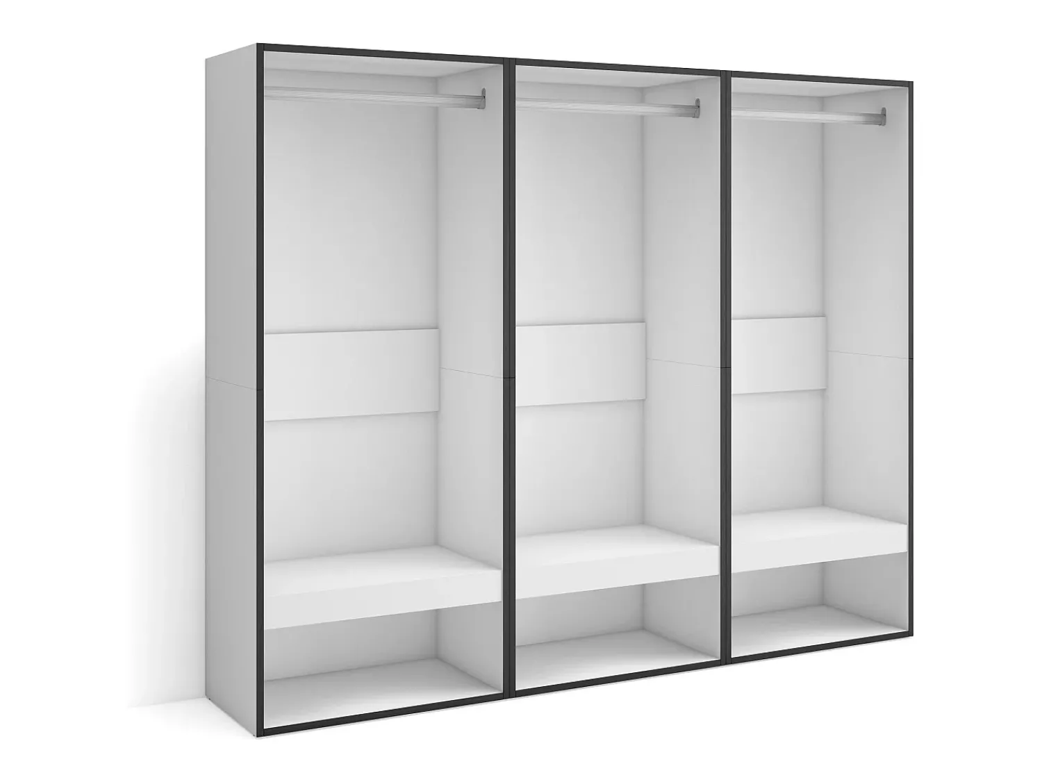 Discount Skraut Home Roupeiro aberto, 180x35x145cm, Para quarto, dormitório, Barra e Prateleira, Branco