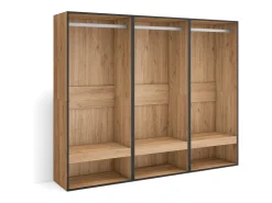Best Skraut Home Roupeiro aberto, 180x35x145cm, Para quarto, dormitório, Barra e Prateleira, Carvalho Natural claro