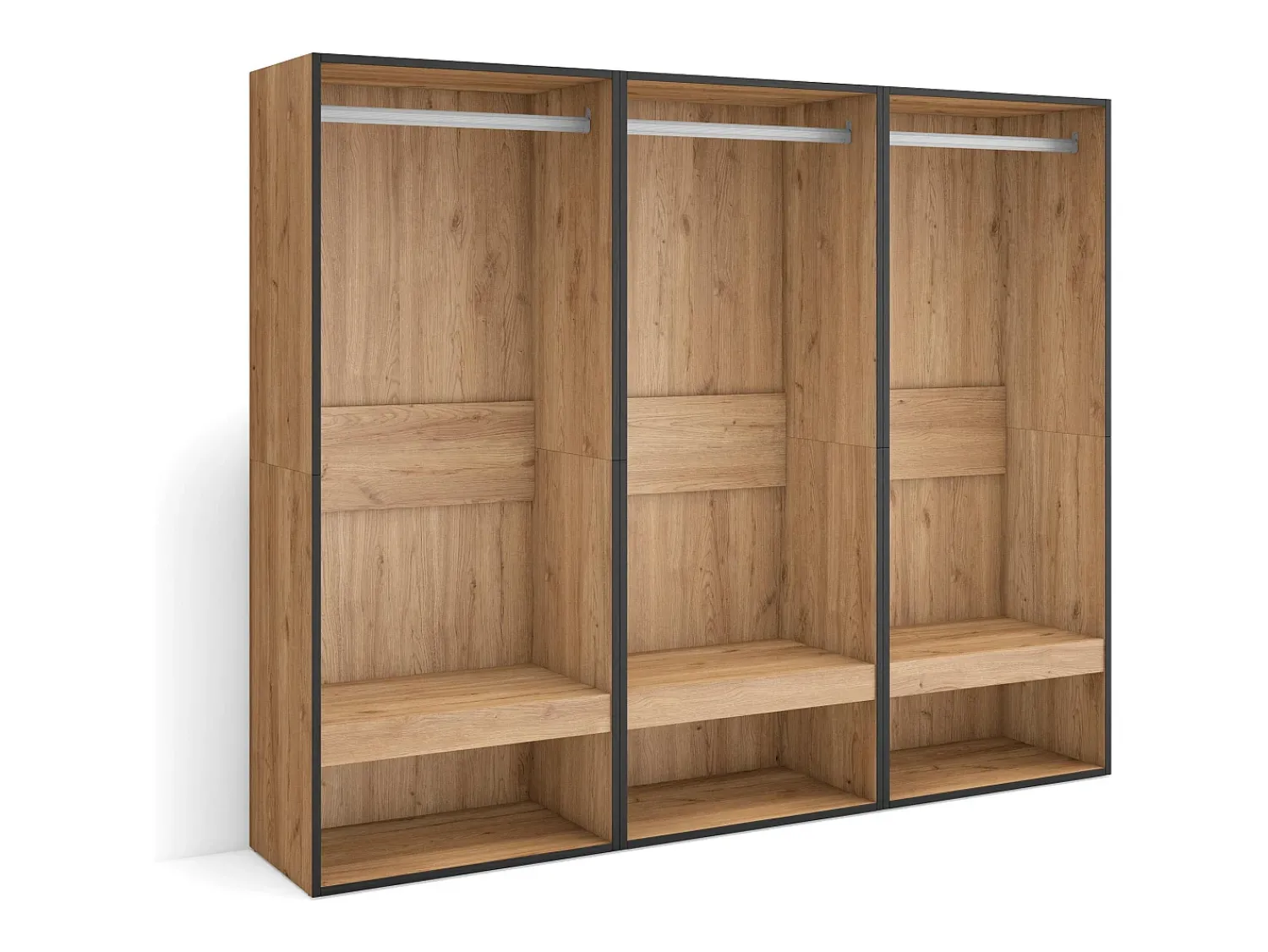 Best Skraut Home Roupeiro aberto, 180x35x145cm, Para quarto, dormitório, Barra e Prateleira, Carvalho Natural claro