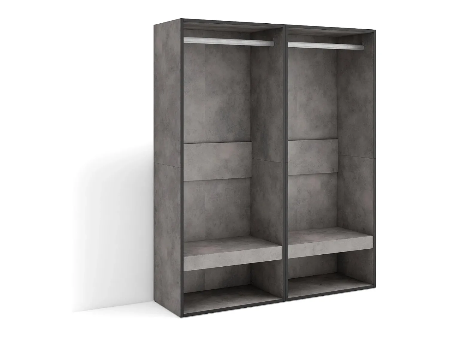 Móvel De Entrada*Skraut Home Roupeiro aberto, 120x35x145cm, Para quarto, dormitório, Barra e Prateleira, Cimento Cinzento
