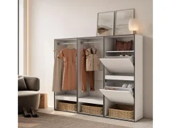 Móvel De Entrada|Skraut Home Roupeiro aberto, 180x35x145cm, Para quarto, dormitório, Sapateira, Branco
