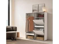 Móvel De Entrada*Skraut Home Roupeiro aberto, 120x35x145cm, Para quarto, dormitório, Sapateira, Branco