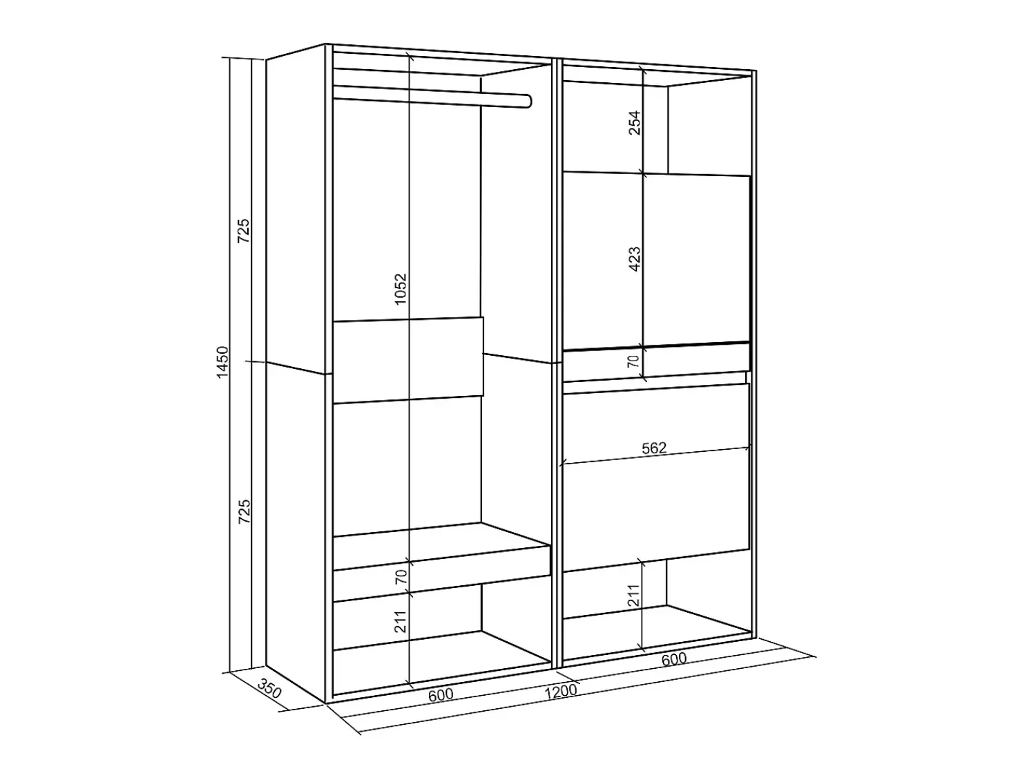 Skraut Home Roupeiro aberto, 120x35x145cm, Para quarto, dormitório, Sapateira, Carvalho^ Móvel De Entrada
