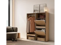 Skraut Home Roupeiro aberto, 120x35x145cm, Para quarto, dormitório, Sapateira, Carvalho^ Móvel De Entrada