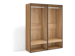 Skraut Home Roupeiro aberto, 120x35x145cm, Para quarto, dormitório, Barra e Prateleira, Carvalho^ Móvel De Entrada