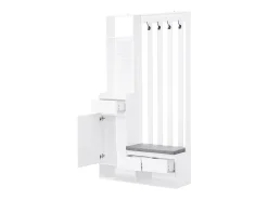Móvel De Entrada|Hauss Spole Roupeiro com 3 gavetas, 1 porta, 4 ganchos e painel perfurado, 100 x 35 x 180 cm Branco
